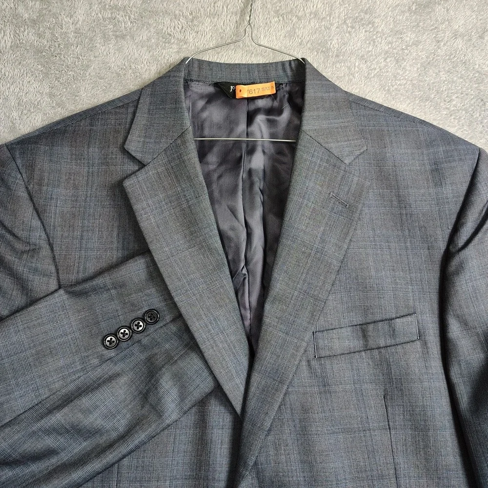 Jos A Bank Sport Coat Mens 42S Blue Glen Plaid‎ Blazer Jacket Wool Silk 2 Button